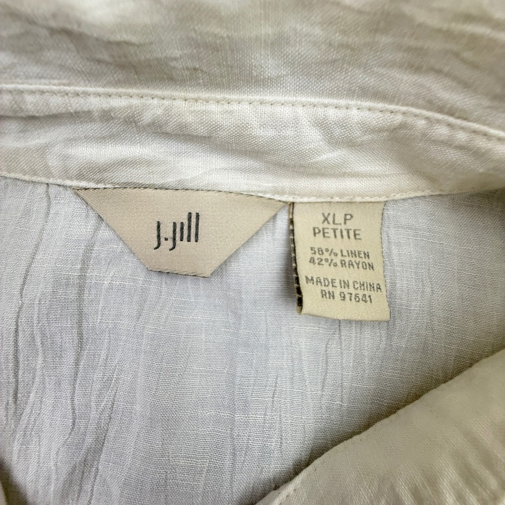 J. Jill Linen Blend Blouse Women XLP Button Down Top Textured Top Butter Yellow - Picture 6 of 10